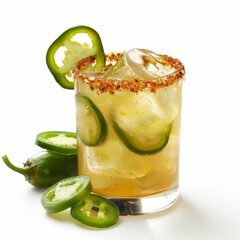 Spicy Cocktail on White Background, Perfect for Summer Parties Generative AI