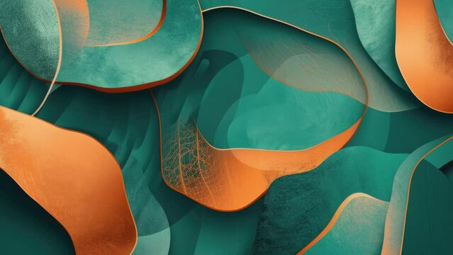 Abstract shapes background teal and copper color animation
