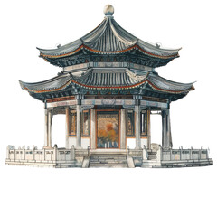 Obraz premium Traditional Asian Pagoda in a Scenic Setting