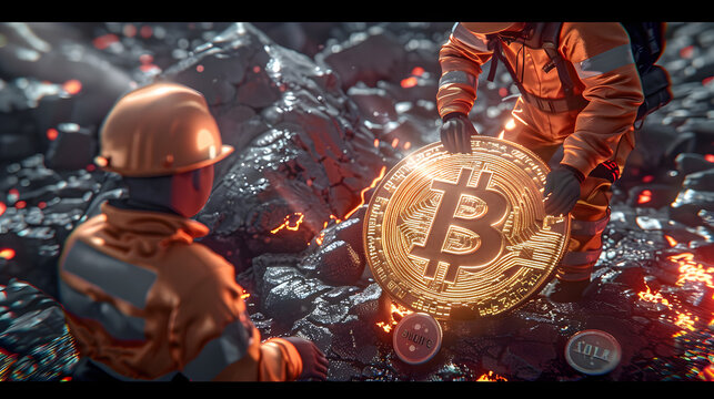 mineros de criptomoneda rey extraen moneda de la lava