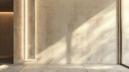 Light beige texture on the wall with a light spot. Empty living room