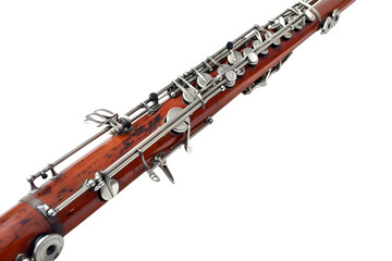 Detailed Bassoon with Silver Plating Isolated on Transparent Background