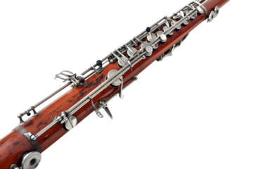 Detailed Bassoon with Silver Plating Isolated on Transparent Background