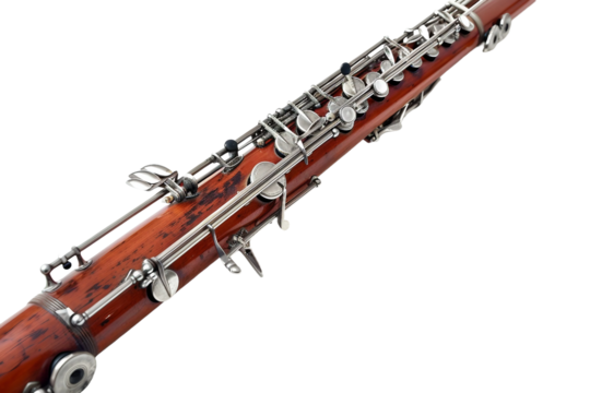 Detailed Bassoon with Silver Plating Isolated on Transparent Background