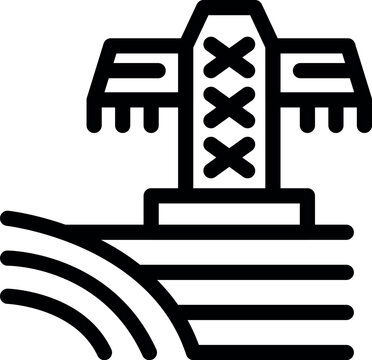 recommend clip art: Combine harvester working on field harvesting wheat crops in minimalist line art icon