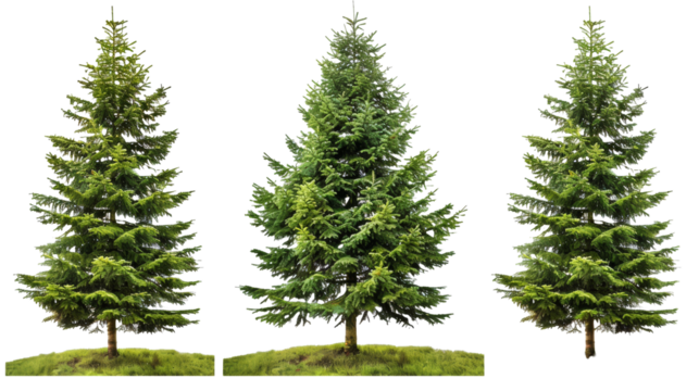 Green spruce trees collection isolated on transparent or white background.png