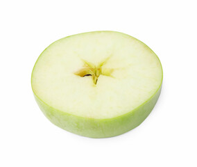 Slice of ripe green apple isolated on white