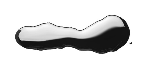 Black glossy oil blob isolated on white, top view