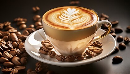 Fototapeta premium cup of coffee with beans
