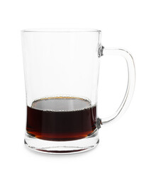 Almost empty mug of beer isolated on white