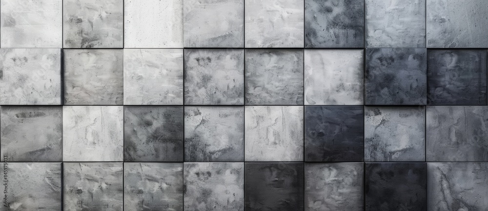 Poster geometric pattern made of concrete squares creating a modern wall with a rough texture. the differen