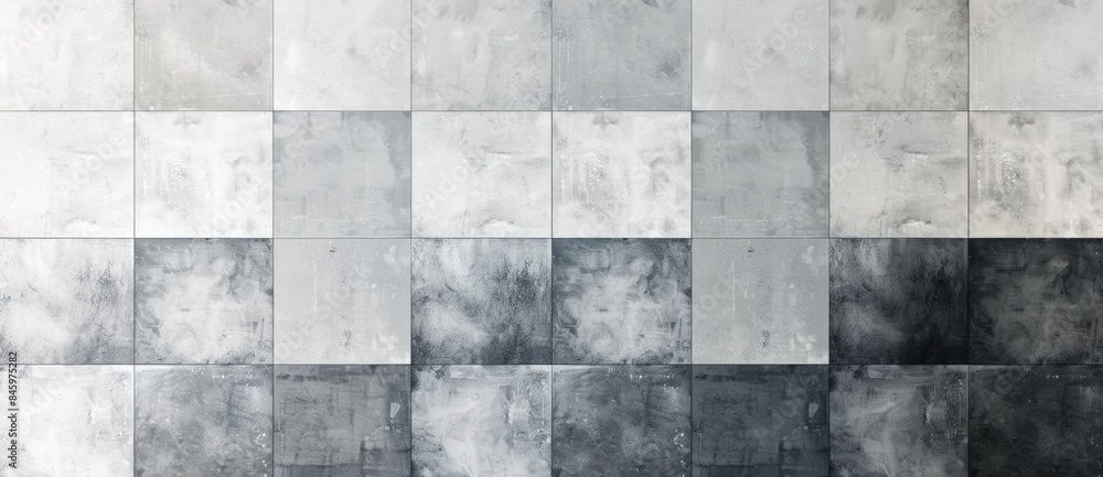 Poster background image featuring a concrete tile wall with different shades of grey, forming a pattern and