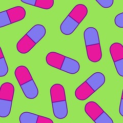 Medicine pills seamless cartoon doctors care pattern for wrapping paper