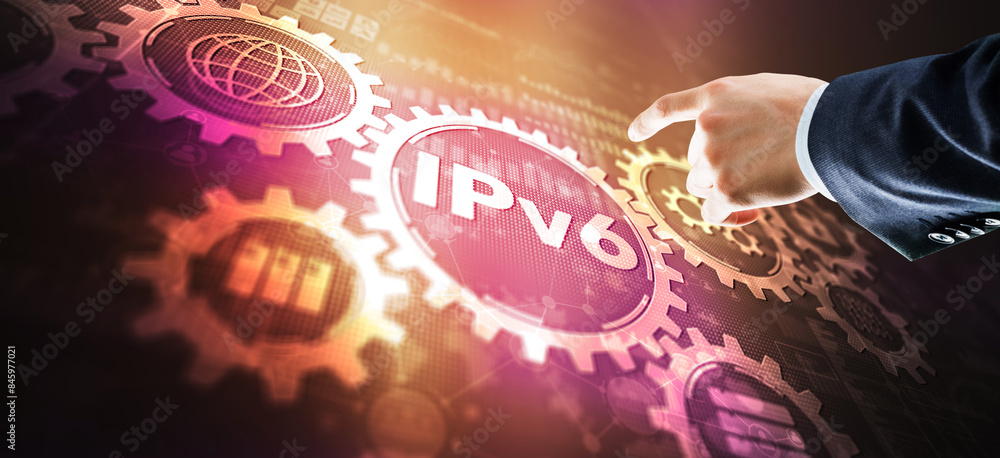 Poster ipv6. new version of the internet protocol. modern technology concept
