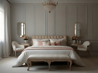 3D interior design of modern luxury bedroom room