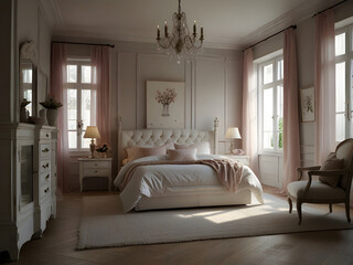 3D interior design of modern luxury bedroom room