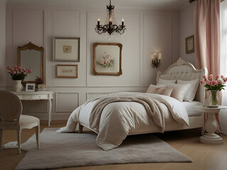 3D interior design of modern luxury bedroom room