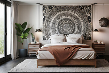3D interior design of modern luxury bedroom room