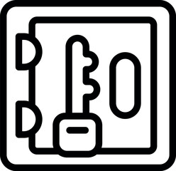 Strongbox door is locking with a key to keep the contents safe