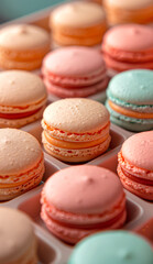 Fototapeta premium A tray of assorted colored macarons