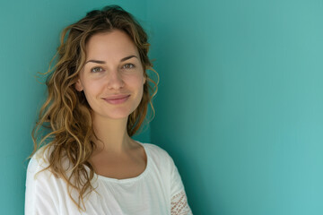 A close up portrait of a woman with a subtle smile