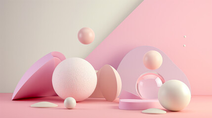 3d abstract shapes in pastel and glossy colors, perfect background for text and logo