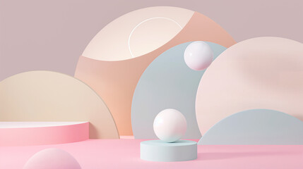 3d abstract shapes in pastel and glossy colors, perfect background for text and logo