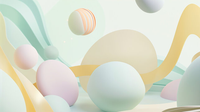 3d abstract shapes in pastel and glossy colors, perfect background for text and logo