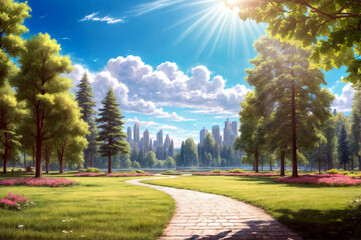 landscape with trees and sky