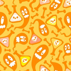 Halloween cartoon seamless poison bottle and ghost pattern for wrapping paper