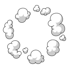 Obraz premium Cartoon illustration of smoke. Comic image of steam, cloud or fog.