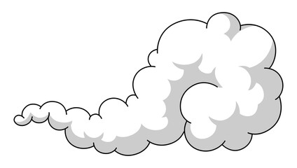 Cartoon illustration of smoke. Comic image of steam, cloud or fog.