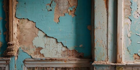 Naklejka premium seamless background featuring chipped plaster, subtle cracks, and aged paint layers, evoking the rustic charm and historical depth of old, timeworn buildings with a storied past