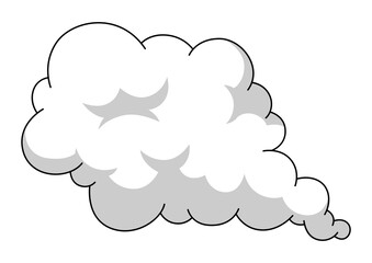 Cartoon illustration of smoke. Comic image of steam, cloud or fog.