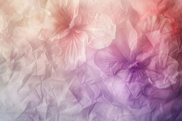 Floral background featuring pink and purple hibiscus flowers on a textured paper background with a vintage, faded look