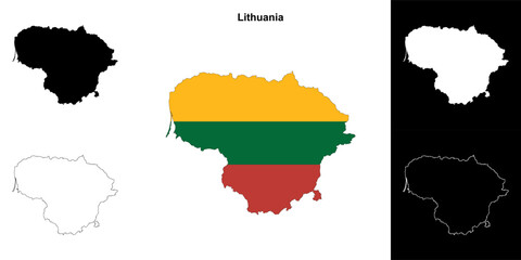 Lithuania blank outline map set