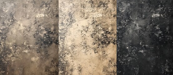 Abstract concrete wall textures in shades and patterns create depth and dimension
