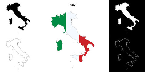 Obraz premium Italy blank outline map set