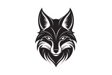 Elegant Black Fox Head Silhouette Vector Illustration line art High-Quality Clipart