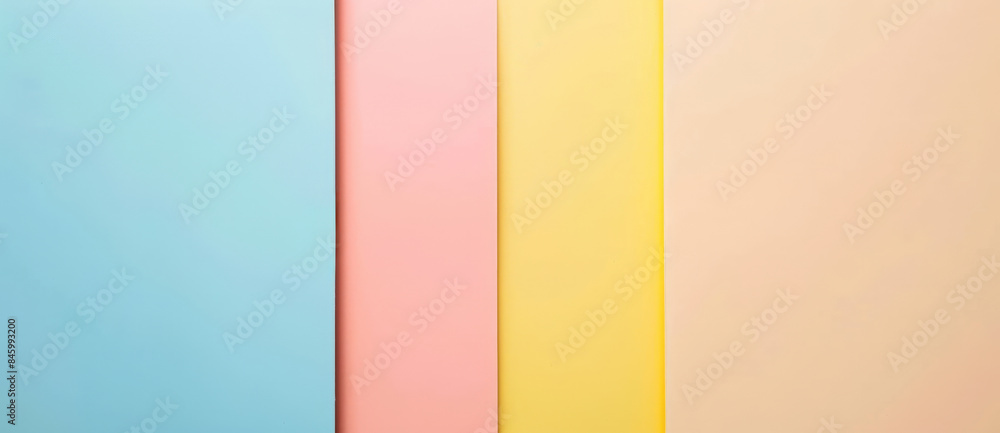 Aufkleber four sheets of pastel colored paper are creating a simple yet elegant background with a minimalist d