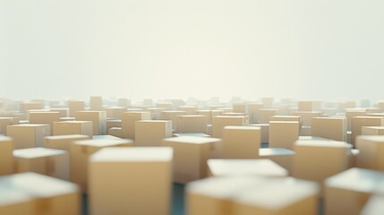Obraz premium Endless field of cardboard boxes in bright warehouse