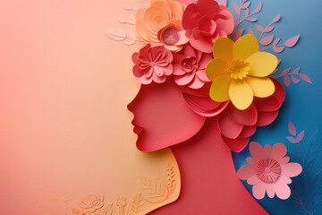 happy womens day paper cut style background.