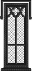  Gothic window tracery. Stone architectural frame. Illustration.