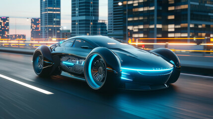 Obraz premium Futuristic electric vehicle (EV) or luxury sports car, a fast vehicle