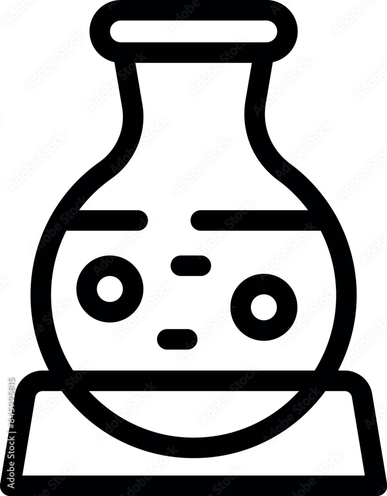 Aufkleber this minimalist icon represents a round bottom flask filled with liquid, commonly used in chemistry 