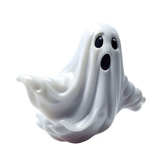 &Iacute;cone de fantasma 3d flutuando com rosto assustador em fundo transparente, sem fundo.