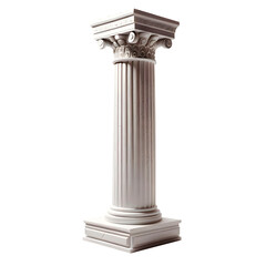 Obraz premium Coluna romana branca antiga em fundo transparente, sem fundo.