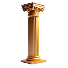 Pilar grego de ouro em fundo transparente, sem fundo.