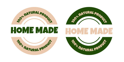Logo template for organic and eco friendly home made products. Sticker, label, badge and icon. Vector illustration