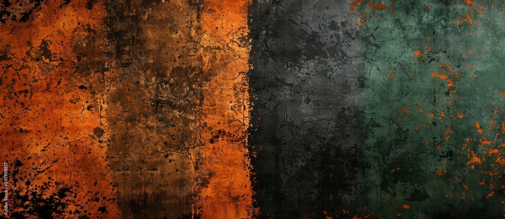 Poster background image showing a three-toned grunge wall with an abstract, weathered design. the wall is d